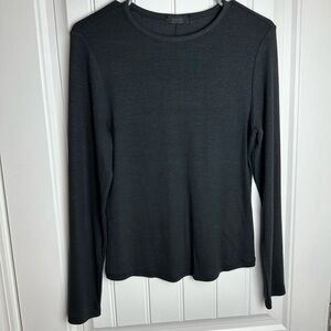 Nuuds Slinky Rib Long Sleeve Ribbed T Shirt Size Large - Black - EUC